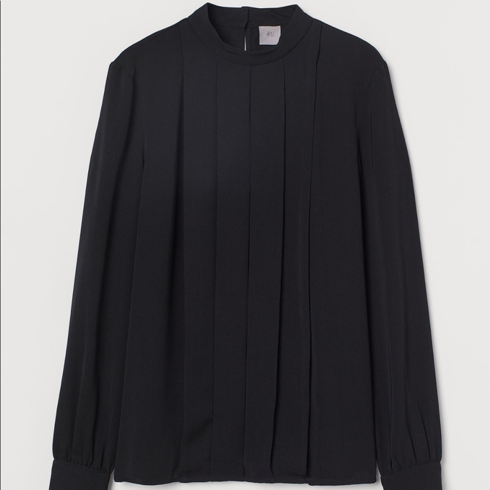 H&M Pleat-Front Blouse - Black